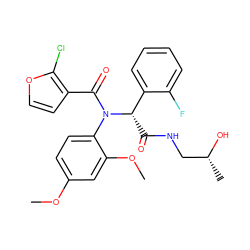 COc1ccc(N(C(=O)c2ccoc2Cl)[C@@H](C(=O)NC[C@@H](C)O)c2ccccc2F)c(OC)c1 ZINC000040892837