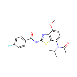 COc1ccc(N(C(C)=O)C(C)C)c2sc(NC(=O)c3ccc(F)cc3)nc12 ZINC000053247008