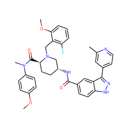 COc1ccc(N(C)C(=O)[C@@H]2CC[C@@H](NC(=O)c3ccc4[nH]nc(-c5ccnc(C)c5)c4c3)CN2Cc2c(F)cccc2OC)cc1 ZINC000205041122