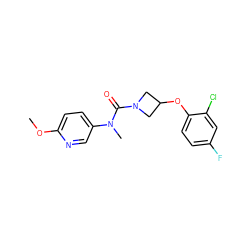 COc1ccc(N(C)C(=O)N2CC(Oc3ccc(F)cc3Cl)C2)cn1 ZINC000049070746