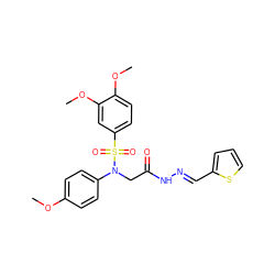 COc1ccc(N(CC(=O)N/N=C/c2cccs2)S(=O)(=O)c2ccc(OC)c(OC)c2)cc1 ZINC000002909889