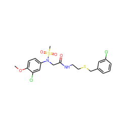 COc1ccc(N(CC(=O)NCCSCc2cccc(Cl)c2)S(C)(=O)=O)cc1Cl ZINC000013154094