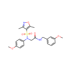 COc1ccc(N(CC(=O)NCc2cccc(OC)c2)S(=O)(=O)c2c(C)noc2C)cc1 ZINC000004101836