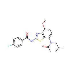 COc1ccc(N(CC(C)C)C(C)=O)c2sc(NC(=O)c3ccc(F)cc3)nc12 ZINC000053314273