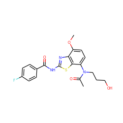 COc1ccc(N(CCCO)C(C)=O)c2sc(NC(=O)c3ccc(F)cc3)nc12 ZINC000053297647