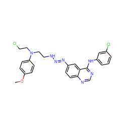 COc1ccc(N(CCCl)CCN/N=N/c2ccc3ncnc(Nc4cccc(Cl)c4)c3c2)cc1 ZINC000028646528