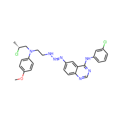 COc1ccc(N(CCN/N=N/c2ccc3ncnc(Nc4cccc(Cl)c4)c3c2)C[C@@H](C)Cl)cc1 ZINC000028646537