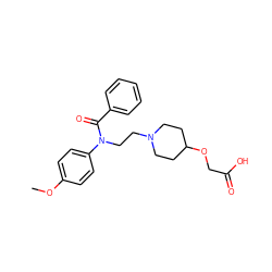 COc1ccc(N(CCN2CCC(OCC(=O)O)CC2)C(=O)c2ccccc2)cc1 ZINC000653715445