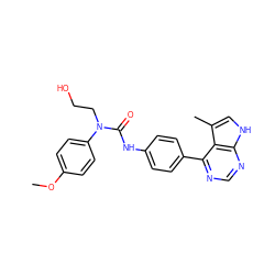 COc1ccc(N(CCO)C(=O)Nc2ccc(-c3ncnc4[nH]cc(C)c34)cc2)cc1 ZINC000299854731