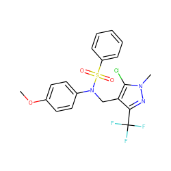 COc1ccc(N(Cc2c(C(F)(F)F)nn(C)c2Cl)S(=O)(=O)c2ccccc2)cc1 ZINC000001404120