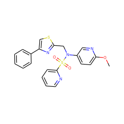 COc1ccc(N(Cc2nc(-c3ccccc3)cs2)S(=O)(=O)c2ccccn2)cn1 ZINC000040861418