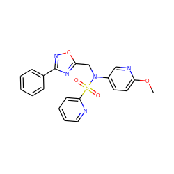 COc1ccc(N(Cc2nc(-c3ccccc3)no2)S(=O)(=O)c2ccccn2)cn1 ZINC000040865875