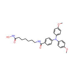 COc1ccc(N(c2ccc(OC)cc2)c2ccc(C(=O)NCCCCCCC(=O)NO)cc2)cc1 ZINC000118358261