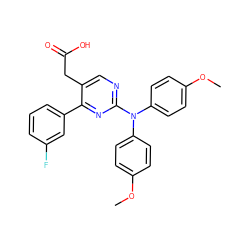 COc1ccc(N(c2ccc(OC)cc2)c2ncc(CC(=O)O)c(-c3cccc(F)c3)n2)cc1 ZINC000049033099