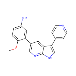 COc1ccc(N)cc1-c1cnc2[nH]cc(-c3ccncc3)c2c1 ZINC000095575424