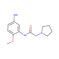 COc1ccc(N)cc1NC(=O)CN1CCCC1 ZINC000000873515