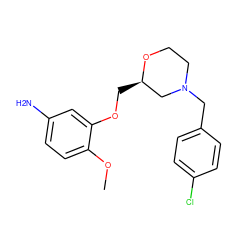 COc1ccc(N)cc1OC[C@@H]1CN(Cc2ccc(Cl)cc2)CCO1 ZINC000013579634
