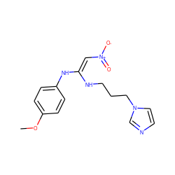 COc1ccc(N/C(=C/[N+](=O)[O-])NCCCn2ccnc2)cc1 ZINC000101285153