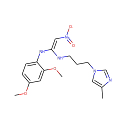 COc1ccc(N/C(=C/[N+](=O)[O-])NCCCn2cnc(C)c2)c(OC)c1 ZINC000139808530