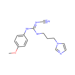 COc1ccc(N/C(=N/C#N)NCCCn2ccnc2)cc1 ZINC000035964393