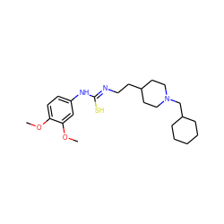 COc1ccc(N/C(S)=N/CCC2CCN(CC3CCCCC3)CC2)cc1OC ZINC000013734800