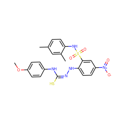 COc1ccc(N/C(S)=N\Nc2ccc([N+](=O)[O-])cc2S(=O)(=O)Nc2ccc(C)cc2C)cc1 ZINC000013139251