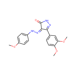 COc1ccc(N/N=C2\C(=O)NN=C2c2ccc(OC)c(OC)c2)cc1 ZINC000049036660