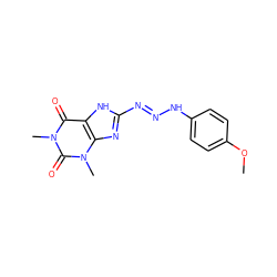 COc1ccc(N/N=N/c2nc3c([nH]2)c(=O)n(C)c(=O)n3C)cc1 ZINC000100717459