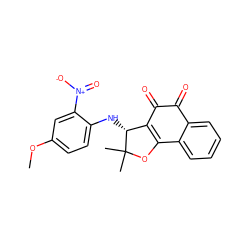 COc1ccc(N[C@@H]2C3=C(OC2(C)C)c2ccccc2C(=O)C3=O)c([N+](=O)[O-])c1 ZINC000049784823