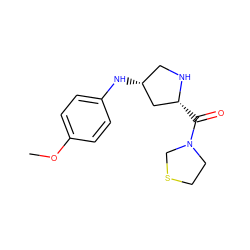 COc1ccc(N[C@@H]2CN[C@H](C(=O)N3CCSC3)C2)cc1 ZINC000028640219