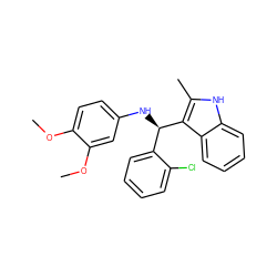 COc1ccc(N[C@H](c2ccccc2Cl)c2c(C)[nH]c3ccccc23)cc1OC ZINC000103244835