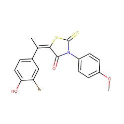 COc1ccc(N2C(=O)/C(=C(/C)c3ccc(O)c(Br)c3)SC2=S)cc1 ZINC000084634113