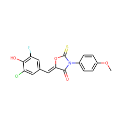 COc1ccc(N2C(=O)/C(=C/c3cc(F)c(O)c(Cl)c3)OC2=S)cc1 ZINC000084633746