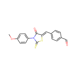 COc1ccc(N2C(=O)/C(=C/c3ccc(C=O)cc3)SC2=S)cc1 ZINC000012032274