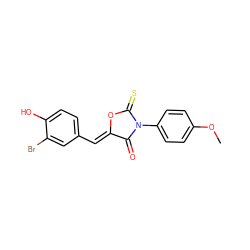 COc1ccc(N2C(=O)/C(=C/c3ccc(O)c(Br)c3)OC2=S)cc1 ZINC000082157965