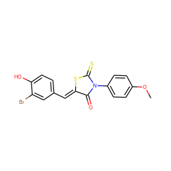 COc1ccc(N2C(=O)/C(=C/c3ccc(O)c(Br)c3)SC2=S)cc1 ZINC000002119975