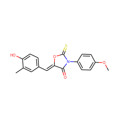 COc1ccc(N2C(=O)/C(=C/c3ccc(O)c(C)c3)OC2=S)cc1 ZINC000084596788