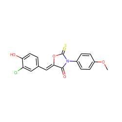 COc1ccc(N2C(=O)/C(=C/c3ccc(O)c(Cl)c3)OC2=S)cc1 ZINC000084596846