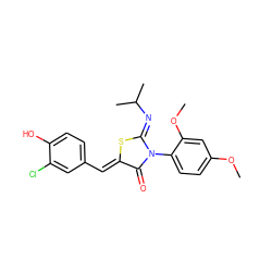 COc1ccc(N2C(=O)/C(=C/c3ccc(O)c(Cl)c3)S/C2=N\C(C)C)c(OC)c1 ZINC000049069016