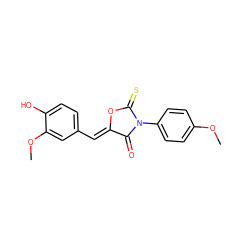 COc1ccc(N2C(=O)/C(=C/c3ccc(O)c(OC)c3)OC2=S)cc1 ZINC000084596789