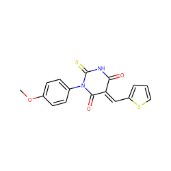 COc1ccc(N2C(=O)/C(=C/c3cccs3)C(=O)NC2=S)cc1 ZINC000001247089