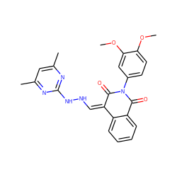 COc1ccc(N2C(=O)/C(=C\NNc3nc(C)cc(C)n3)c3ccccc3C2=O)cc1OC ZINC000003276287