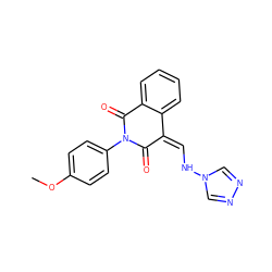 COc1ccc(N2C(=O)/C(=C\Nn3cnnc3)c3ccccc3C2=O)cc1 ZINC000095364953