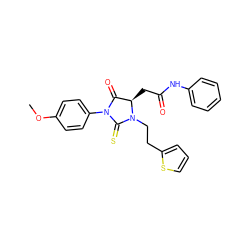 COc1ccc(N2C(=O)[C@@H](CC(=O)Nc3ccccc3)N(CCc3cccs3)C2=S)cc1 ZINC000015320193