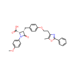 COc1ccc(N2C(=O)[C@@H](Cc3ccc(OCCc4nc(-c5ccccc5)oc4C)cc3)[C@H]2C(=O)O)cc1 ZINC000029126081