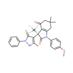 COc1ccc(N2C(=O)[C@](c3c(C)[nH]n(-c4ccccc4)c3=O)(C(F)(F)F)C3=C2CC(C)(C)CC3=O)cc1 ZINC000003626882