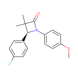 COc1ccc(N2C(=O)C(C)(C)[C@@H]2c2ccc(F)cc2)cc1 ZINC000169324224