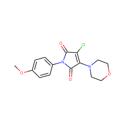 COc1ccc(N2C(=O)C(Cl)=C(N3CCOCC3)C2=O)cc1 ZINC000000271732