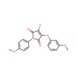 COc1ccc(N2C(=O)C(Cl)=C(Oc3cccc(OC)c3)C2=O)cc1 ZINC000004043317