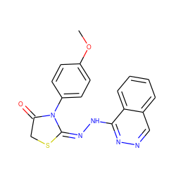 COc1ccc(N2C(=O)CS/C2=N/Nc2nncc3ccccc23)cc1 ZINC001772588982